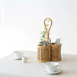 Tempat Sendok Garpu Rotan Aesthetic