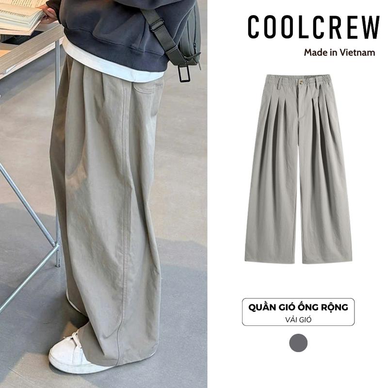 Quần Kaki Gió Ống Rộng Xếp Ly COOLCREW Chất Vải Dày Dặn Phong Cách Hàn Quốc