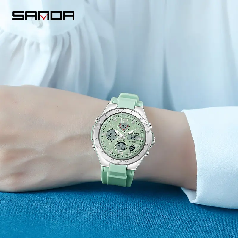 Bộ sưu tập SANDA-đồng hồ thể thao nữ, đồng hồ đeo tay có màn hình kép, không thấm nước, bơi lội, kỹ thuật số, 6062 1