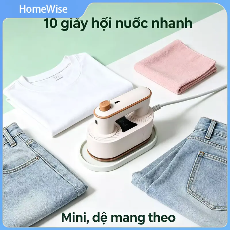 Bàn ủi hơi nước cầm tay nhỏ gọn, 10s ra hơi nhanh, dùng tại nhà và đi công tác