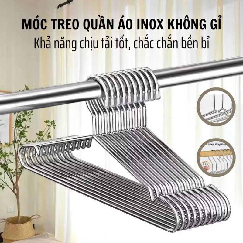 COMBO 10 Chiếc Móc Treo Quần Áo INOX 304 Loại Dày 3mm Móc Phơi Quần Áo Người…