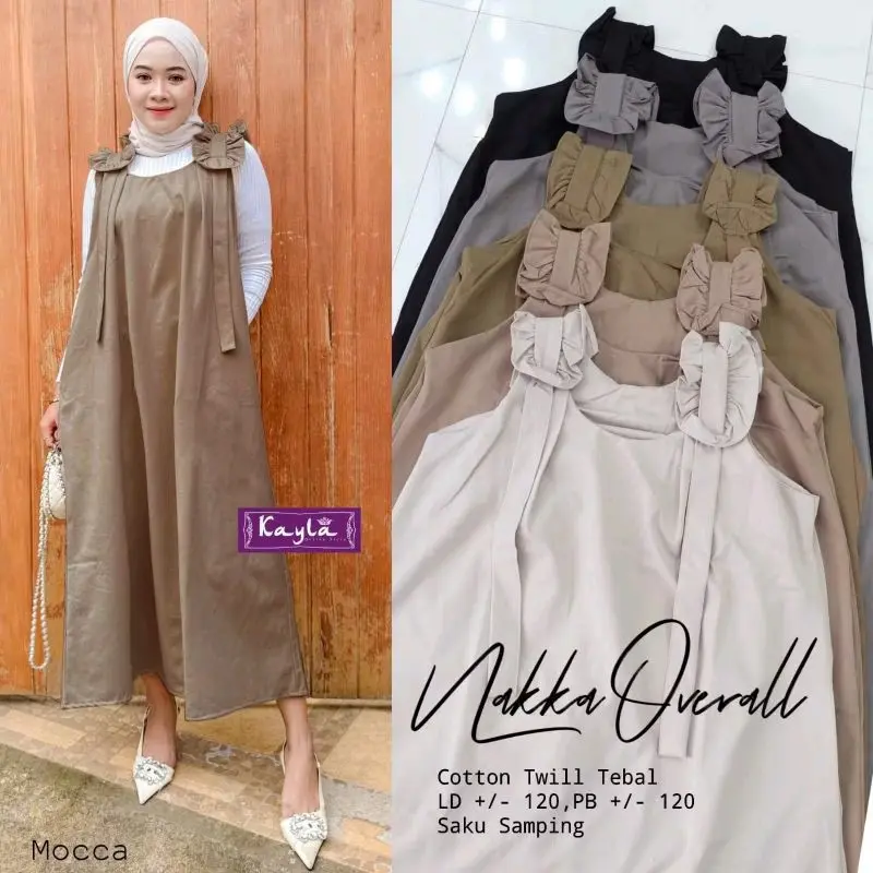 Gamis overall Gladis overall / overall model terbaru / overall  katun twill premium Dress Wanita Panjang 2