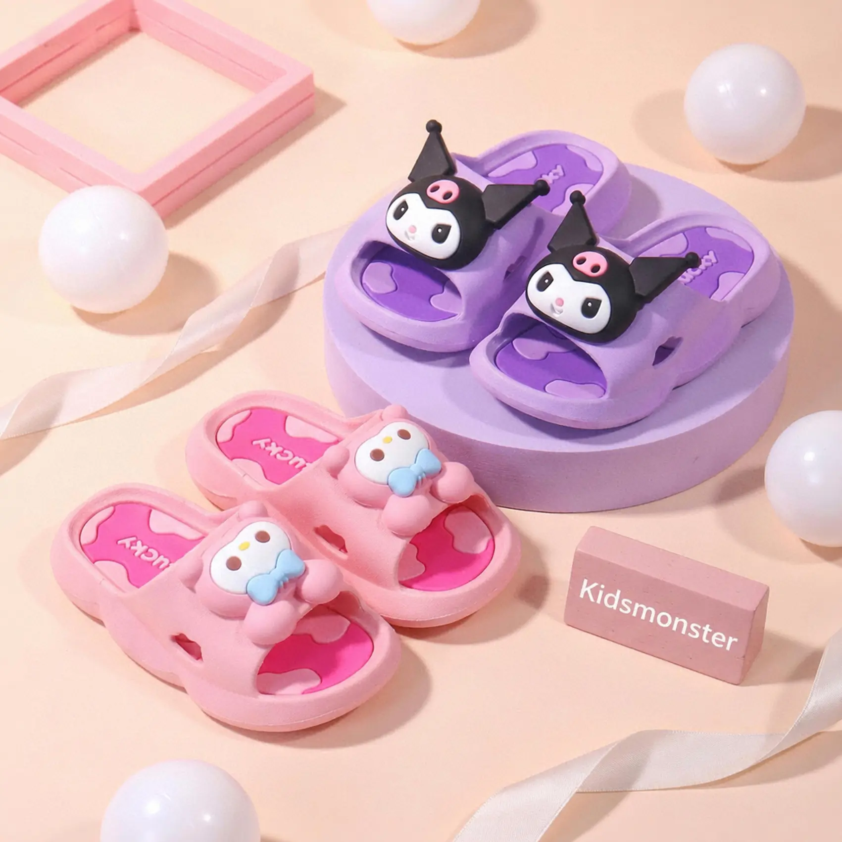 PROMO 9.9 IMPORT Kids Monster Sendal Slop Kartun Fashion Anak Perempuan kekinian Sandal Anak Cewek Anti Slip Anti Licin Bahan Karet Jelly Lucu Umur 2-5 Tahun Terbaru Alas Kaki Nyaman Empuk Size 24-35 386