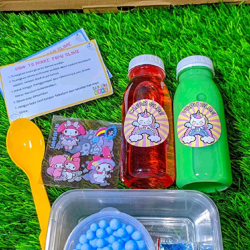 Slime kit ekonomis TOFU dan CLEAR GLUE terlengkap selim 8
