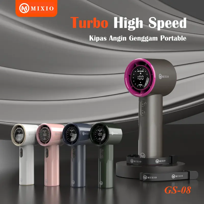 MIXIO GS-08 KIpas Angin High-speed Portable Handheld Fan 4400MAH kipas angin Digital Display Turbo kipas tangan High Speed 17000Rpm 1