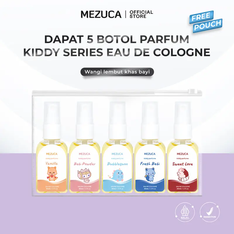 Dapat 5 Botol Parfum Anak Kiddy Series MEZUCA 30mL Eau De Cologne BPOM Wangi Bayi Tahan Lama Wewangian Anak-Anak 0