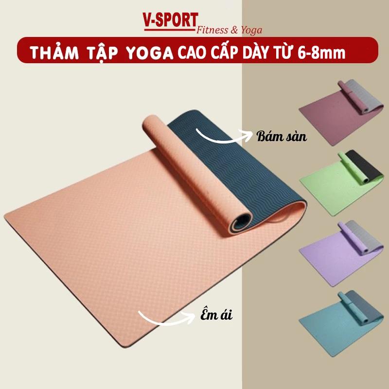 Thảm Tập Yoga Gym Thể Dục Tại Nhà TPE Chống Trượt 2 Lớp Dày 6mm Chất Liệu Cao Su Non Cao Cấp Chống Trơn Trượt