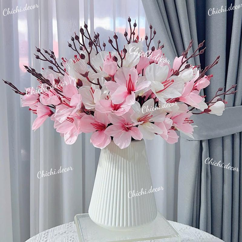  COMBO 4 cành hoa diên vĩ + BÌNH  nhựa cứng  decor trang trí nhà cửa 