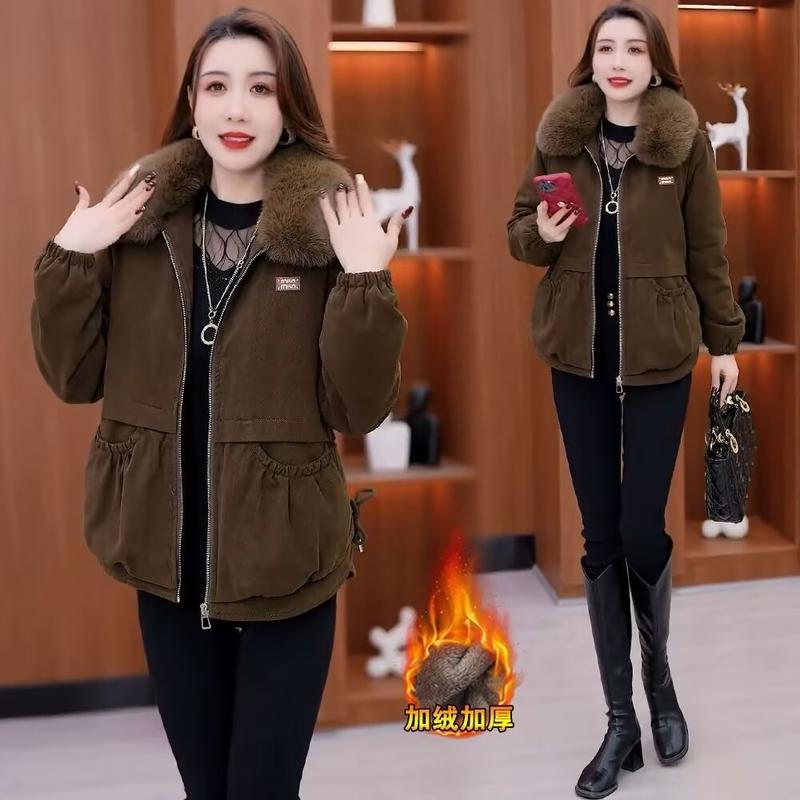 Áo Khoác Parka Thời Trang, Lót Lông Cừu, Dày, Dành Cho Nữ, Áo Khoác Mùa Đông Mới 2024, Dáng Ôm, Có Cổ Lông Lớn, Đệm Bông Giữ Nhiệt, Thời Trang