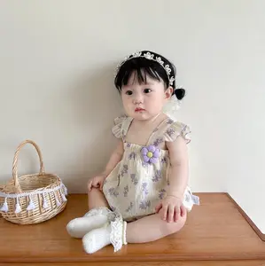 Cha Romper / Korean baby girl romper cute flower/ baju bayi perempuan cantik/ jumper bayi lucu - A019