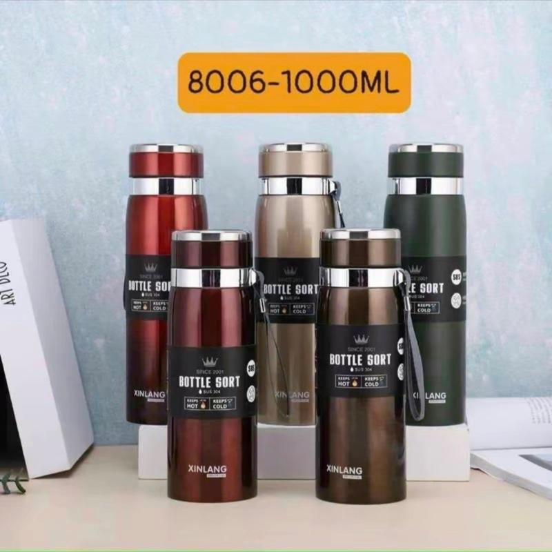 (Loại 1) ￼Bình nước giữ nhiệt 1000ml ruột inox 304 cao cấp có lưới lọc trà và dây treo