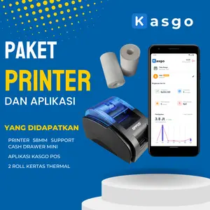 Paket Printer Bluetooth Thermal Mini USB dan RJ11 Free Kertas Label Thermal Kasgo POS