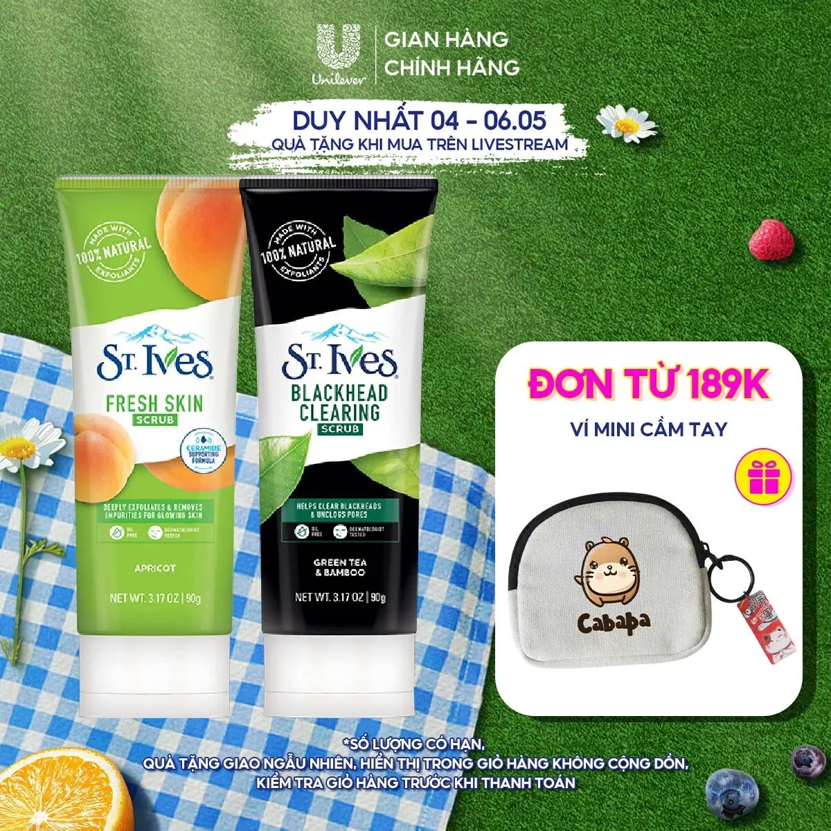 [Live] Sữa rửa mặt tẩy tế bào chết St.Ives 90G (tùy chọn)