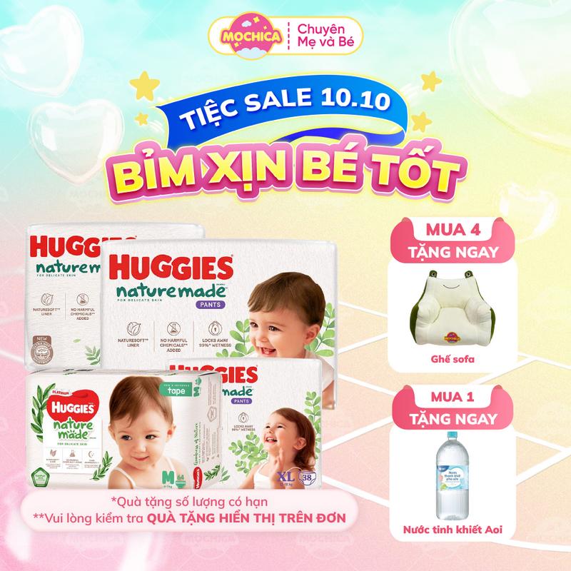 [15.10 MUA 4 TẶNG GHẾ SOFA] Bỉm quần Ngày và dêm Huggies Nature Made M58/L44/XL38/XXL26 miếng