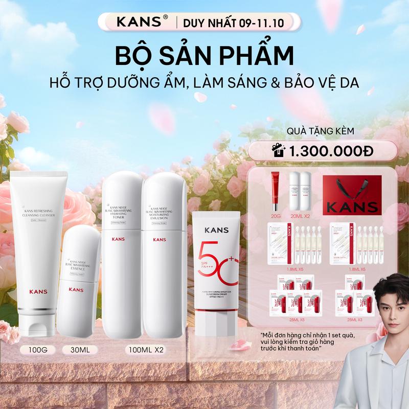  Combo 4 Hỗ Trợ Dưỡng Sáng Da KANS Neige Blanc Skin-Whitening Hydrating & Kem Chống Nắng 
