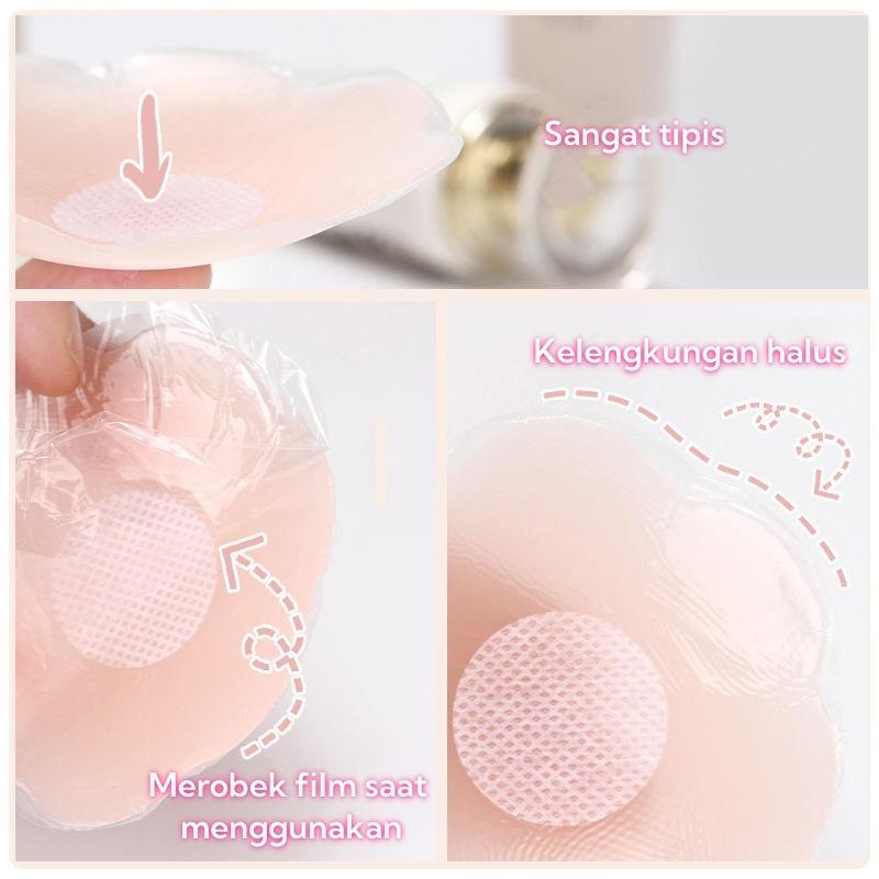 【COD】12 buah / Kotak Silicone Backless Bra / Wings Bra / Wing Bra / Nu Bra / Invisible Bra / Nipple Silicone Pad Bra Tempel Import Premium 5