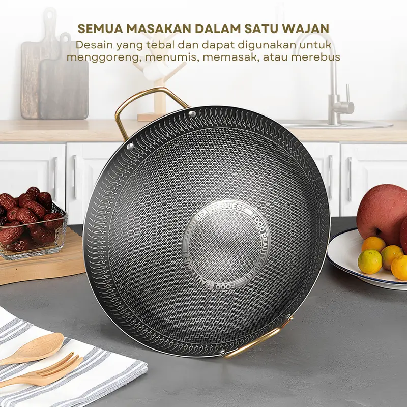 Motif Silver Wajan Penggorengan Kuali Mini Stainless Steel Gagang Kuping 20 24 28 CM 5