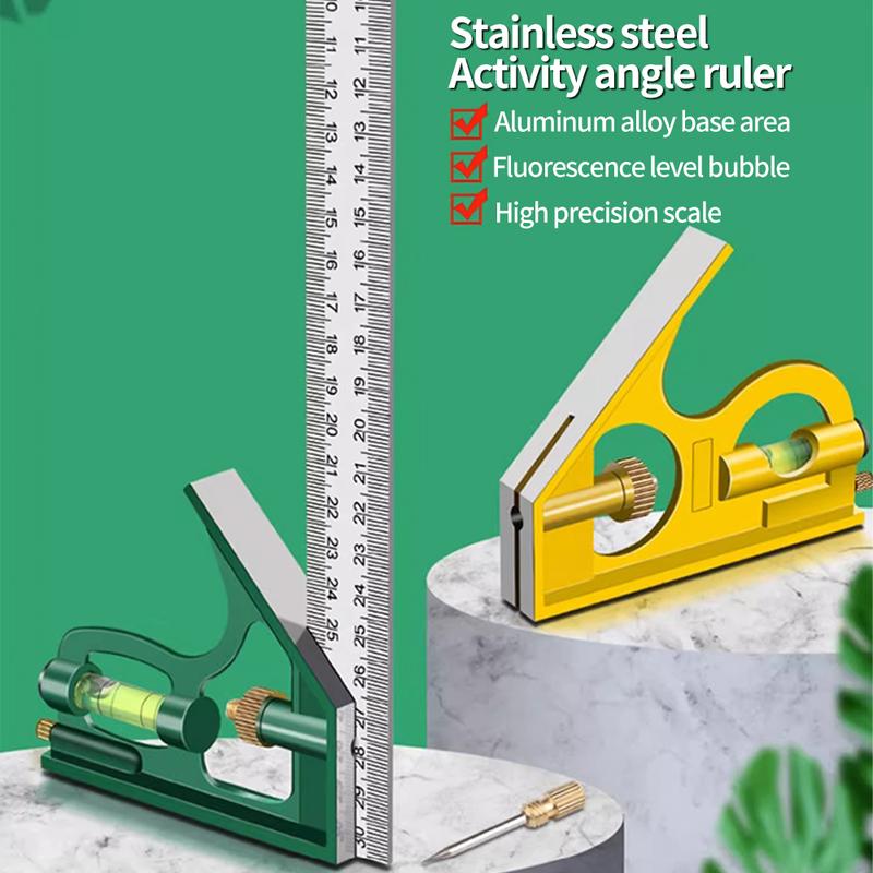 Stainless steel square ruler horizontal right angle ruler 90 degree measuring ruler triangle ruler woodworking ruler multifunctional angle ruler steel ruler 2