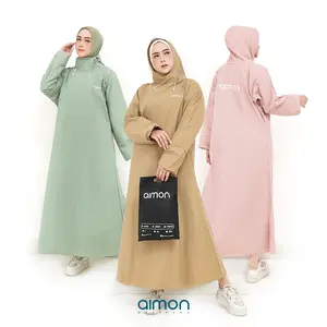 Aimon Jas Hujan Gamis Wanita Muslimah Tebal Model Cantik Elegan Kekinian Bahan Waterproof Parasut PVC 0,25 Elastis