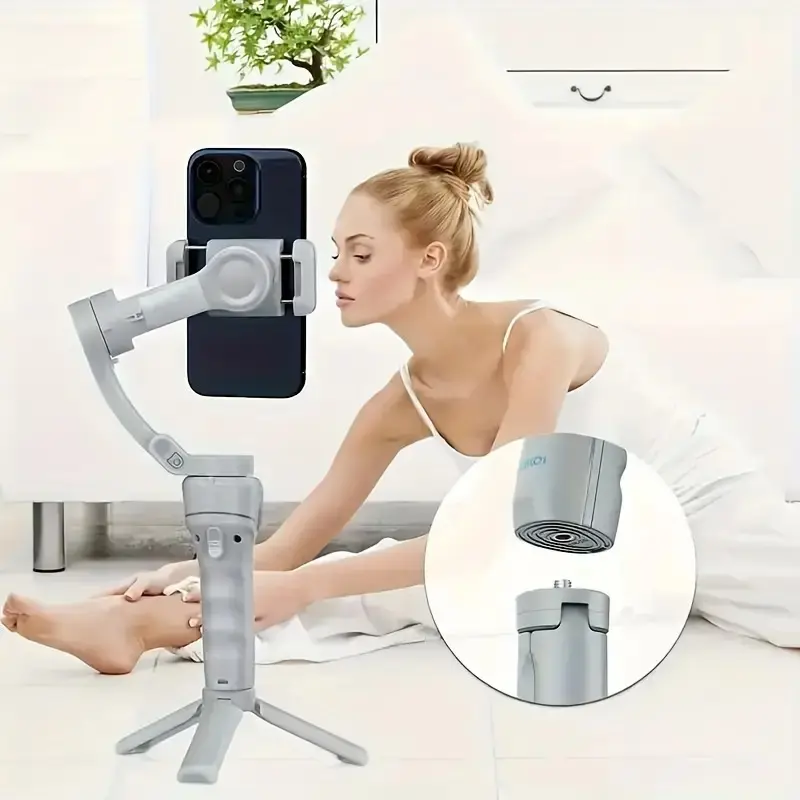 Three-Axis PTZ Intelligent Stabilizer - Face Recognition, Anti-Shake, LED Fill Light, Selfie Stick, Rechargeable Lithium Battery, Wireless, USB Charging, Compatible With Apple And Samsung Mobile Phones Birthday, Christmas, Festival, New Year's Gift 3