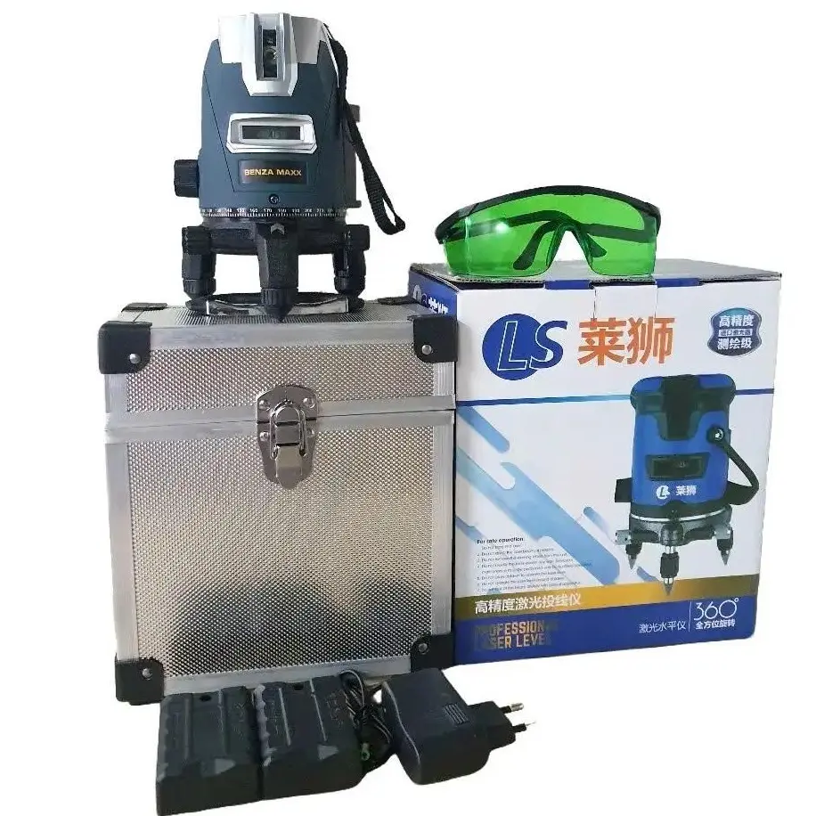 Máy cân mực,bắn cos Laser 5 tia xanh siêu sáng  HỘP NHÔM) -Bảo hành 12  tháng 2 PIN