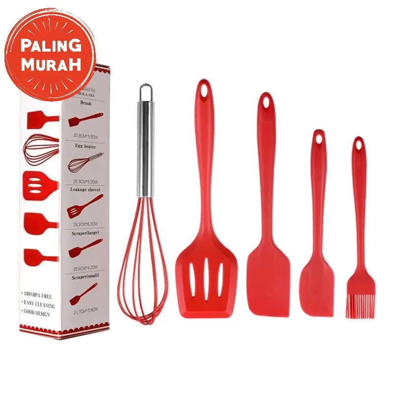 CHOCOBERRY7 Spatula Set Alat Masak 5 In 1 Sutil Scrap Kocokan Silicone/Silikon Termurah Berkualitas 5