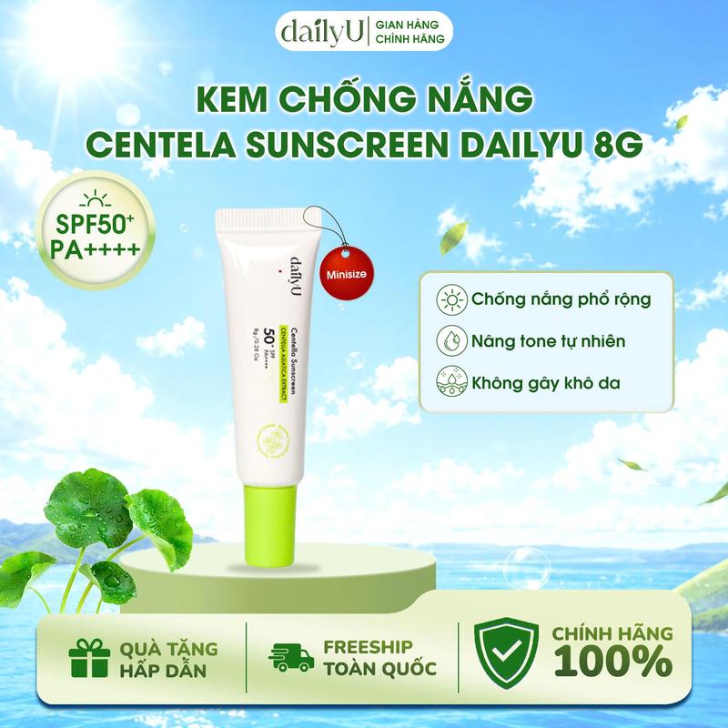 DailyU - Kem Chống Nắng Phổ Rộng SPF 50 & PA ++++ 8g - Nâng Tone Kềm Dầu Bảo Vệ Da Khỏi Tia UV Tiện Lợi Mang Đi Mọi Lúc Mọi Nơi