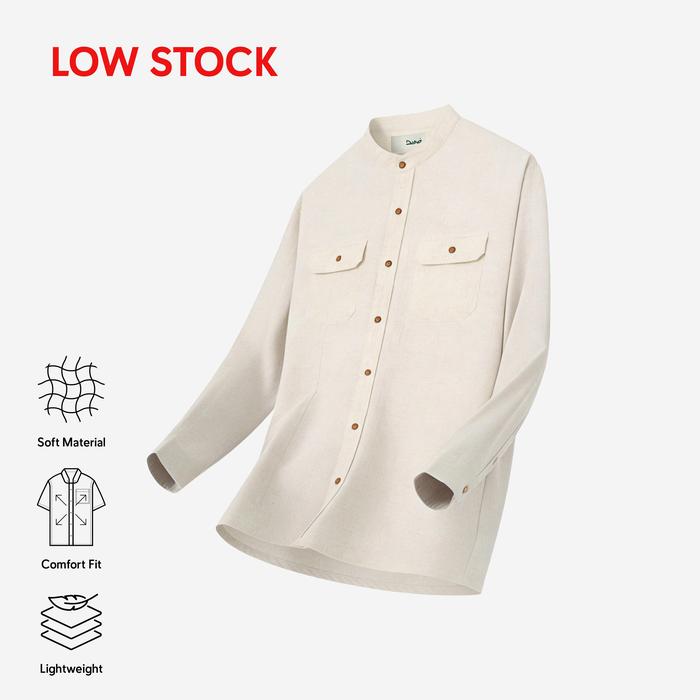 Gambar DUHA Baju Koko Linen Lengan Panjang - White - Sayf - L dari Duha Muslim Wear Kota Tangerang Tokopedia