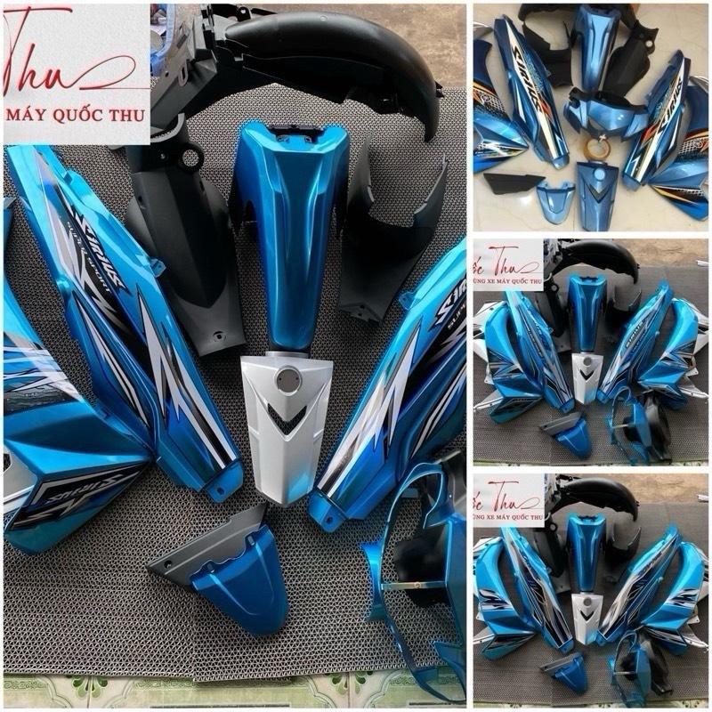 Bộ dàn áo sirius màu xanh Kendy phối bạc ốp đầu hello dè Fi dán sẵn tem. 1 1 bảo hành nước sơn .