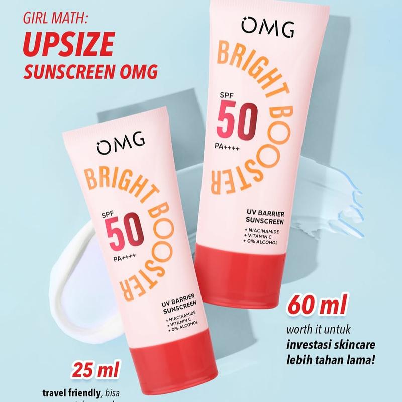 [SUNSCREEN] OMG Oh My Glow Bright Booster Uv Barrier Sunscreen Instant Bright Spf50 PA++++ - OMG Sunscreen Peach Vitamin Niacinamide Extract Sunblock Wajah Mencerahkan 1