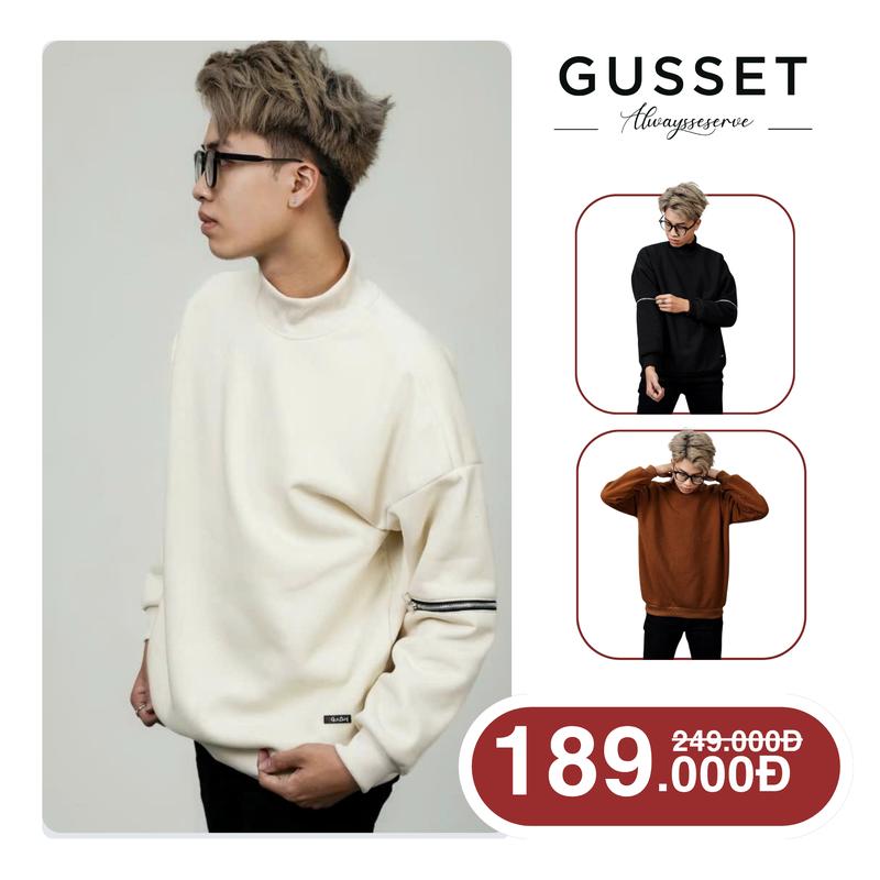 GUSSET Áo Sweater Nam Nữ CỔ CAO form rộng chất nỉ bông dày dặn GUSSET - OAN007 Menswear Hoodie cotton nỉ bông giữ ấm tốt phù hợp mặc đi chơi dạo phố đi học hoặc các hoạt động ngoài trời khác cam kết chất lượng và đổi trả trong 7 ngày