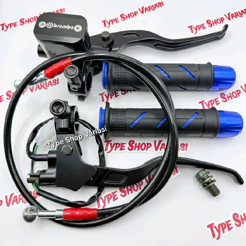 Paket 4in1 Master Rem Tabung Tipe Kotak + Handgrip Sisik + Jalu Stang Cnc + Selang Rem 95cm Universal Handle Kopling Motorcycle - Termurah Dan Berkualitas COD 2