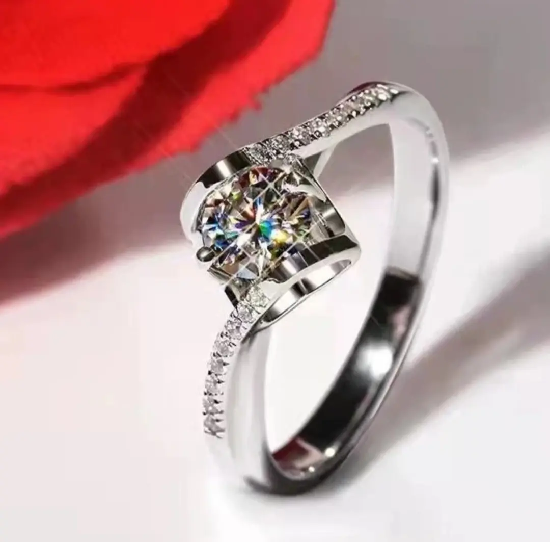 Moissanite Ring [Micro-Inset Angel Kiss ] 0.5-1 carat high quality Light Luxury Ring