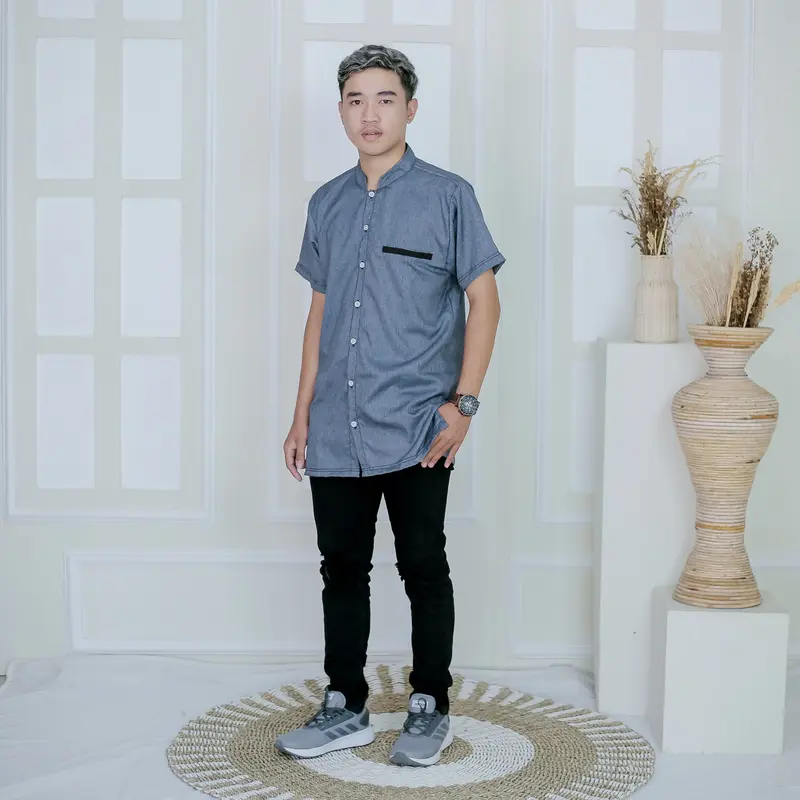 KEMEJA KOKO BAJU MUSLIM PRIA LENGAN PENDEK KURTA DEWASA FASHION MUSLIM 6