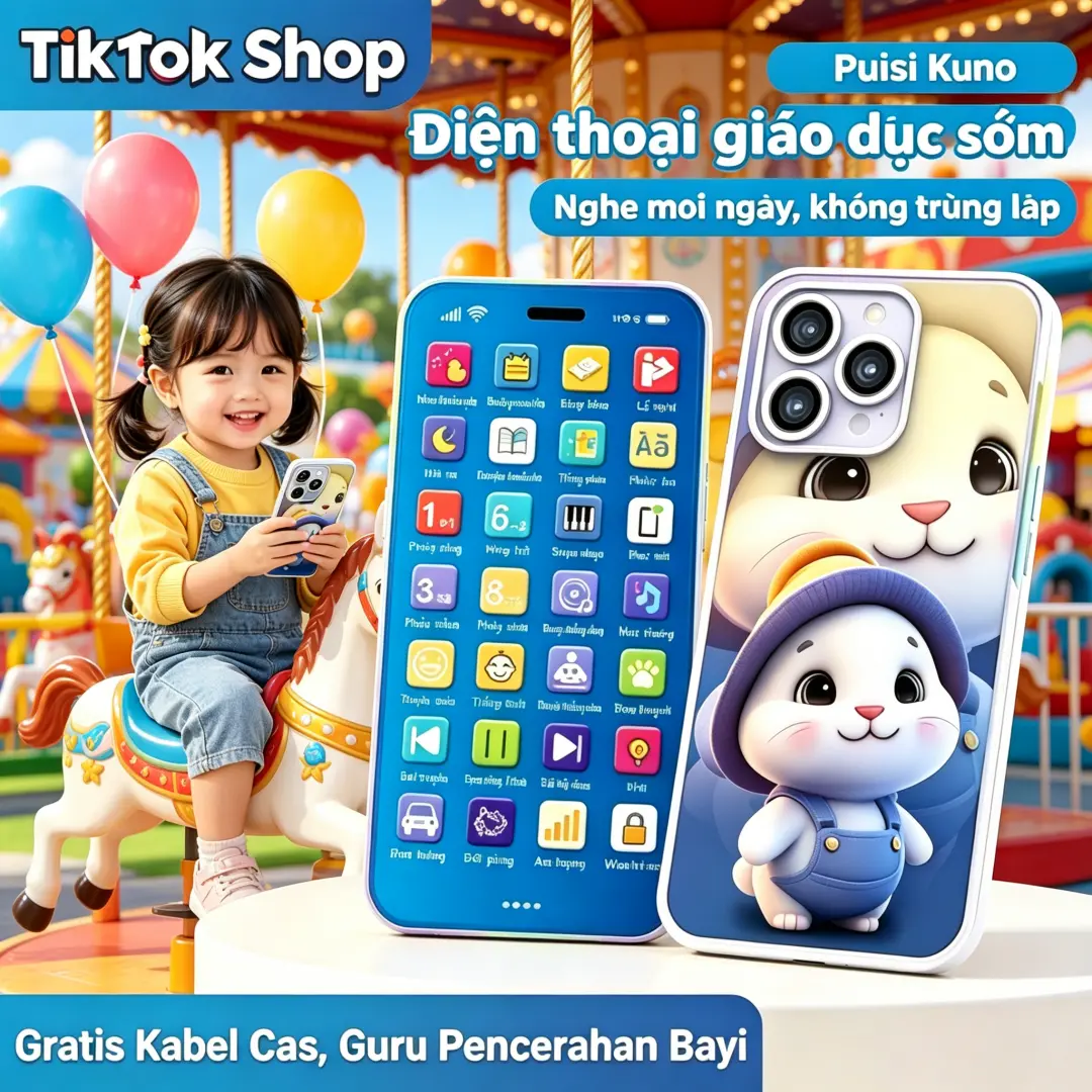 Mainan Edukatif Ponsel Anak | Mainan HP Bayi dengan Lampu Nyala & Suara Menenangkan | Belajar Merekam Suara & Memutar Cerita Pendek | Mainan Telepon Interaktif untuk Mengembangkan Keterampilan Kognitif Anak