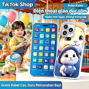 Mainan Edukatif Ponsel Anak | Mainan HP Bayi dengan Lampu Nyala & Suara Menenangkan | Belajar Merekam Suara & Memutar Cerita Pendek | Mainan Telepon Interaktif untuk Mengembangkan Keterampilan Kognitif Anak