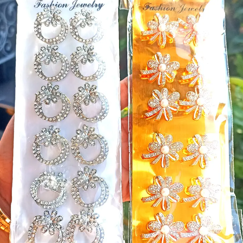 15 pcs BROS MIDI 2-3cm Campur Motif Beda Semua Bross Pin Peniti Hijab Random Mix Model Motif Silver Gold Penjepit 3