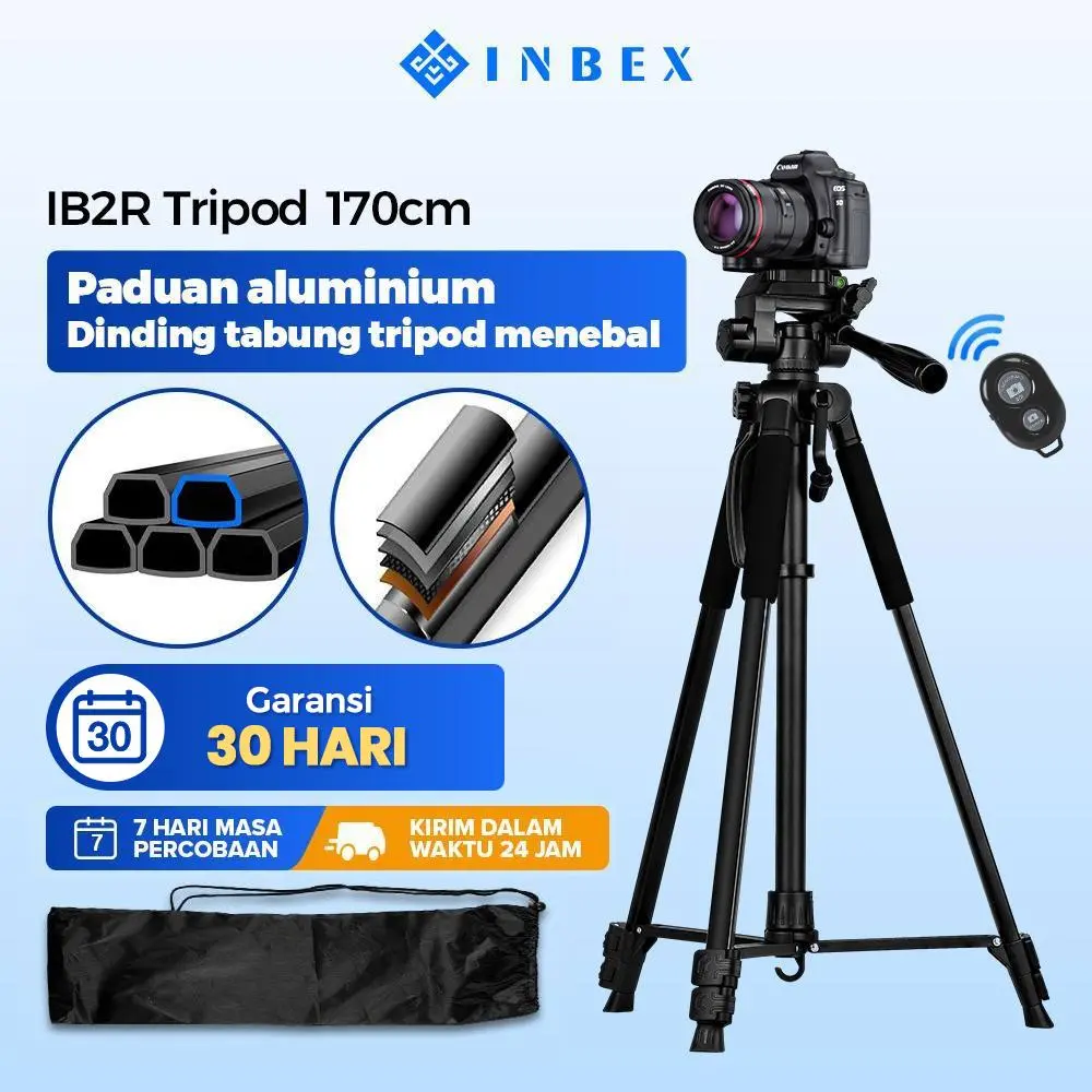 【K】【Beli 1 Gratis 4 】【COD】【24H shipping】INBEX IB2R Tripod Kamera DSLR Photography Tripot 170CM dengan Tas Portable+Phone holder+Bluetooth Remote