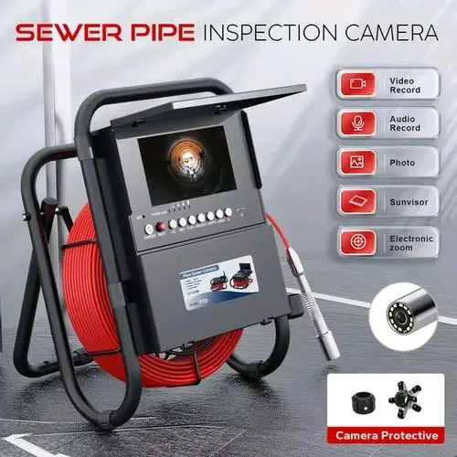 7'' Sewer Endoscope Camera with DVR,23MM Pipe Inspection Camera HD 1080P Drain Camera Waterproof Borescope with 16GB Card 4500MA