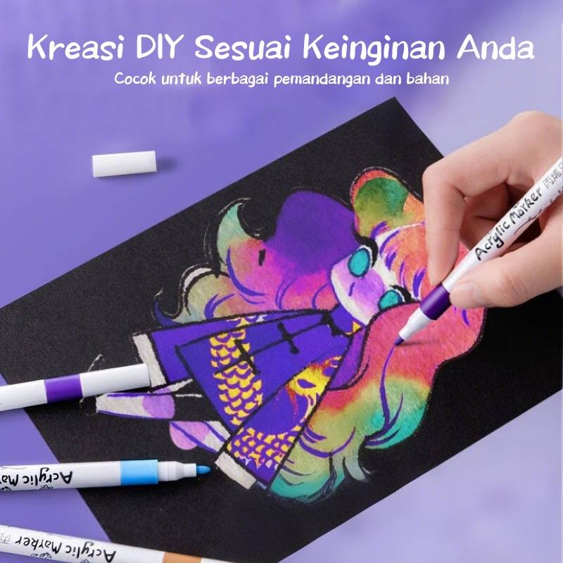 [READY] Aimilo Spidol Acrylic Marker Spidol Warna Warni 1 Set DIY ...