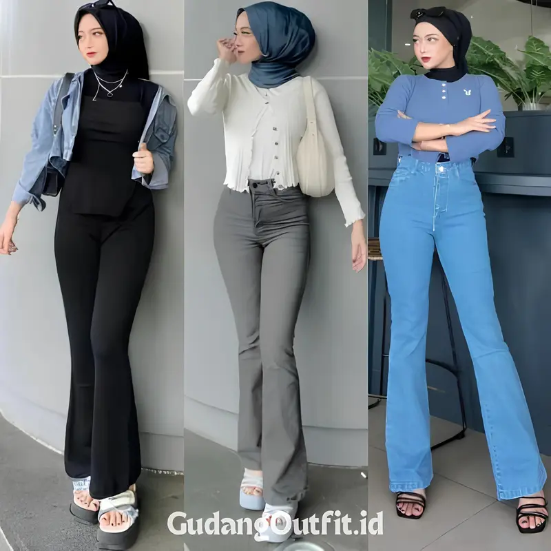 High Waist Jeans Cutbray Loose Celana Cutbray Jeans Wanita Melar Panjang Polos Cewek Dewasa 0