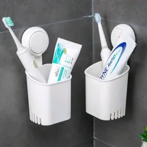 Tempat Sikat Gigi Odol Tempel Plastik Hisap Toothbrush Organizer Serbaguna Premium