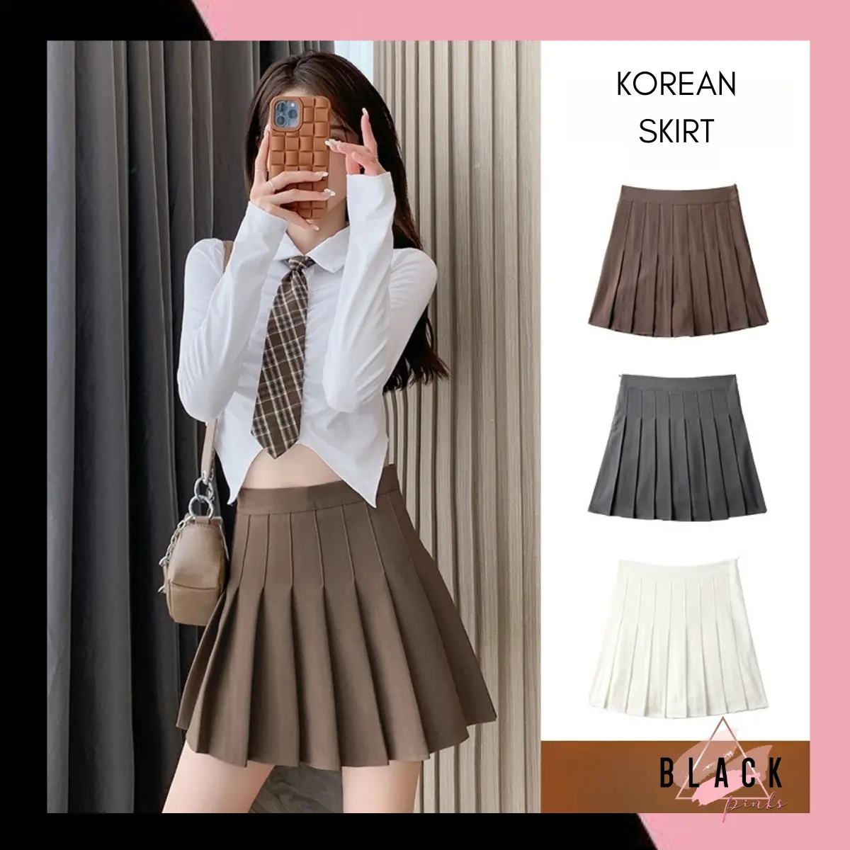Blackpink Rok Pendek Wanita Mini Skirt Korea Tennis Golf Dance Skirt With Inner High Waist 4051