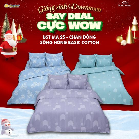  BC25 - Chăn đông Sông Hồng Basic Cotton - Vải Cotton Mềm Mịn Ruột Bông Siêu Nhẹ 
