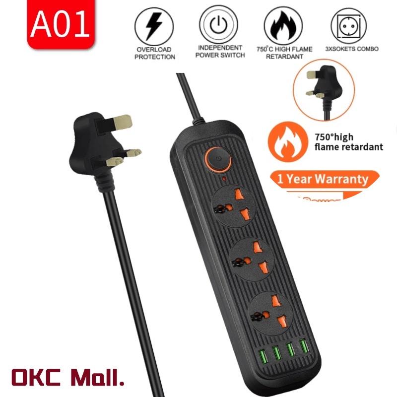 Product Introduction of [SG Stock]UK PLUG 3000W Power Strip 5 Universal Outlet 6 USB Extension Power Socket Separate switch Suitable For Home/Office Safety Socket 6