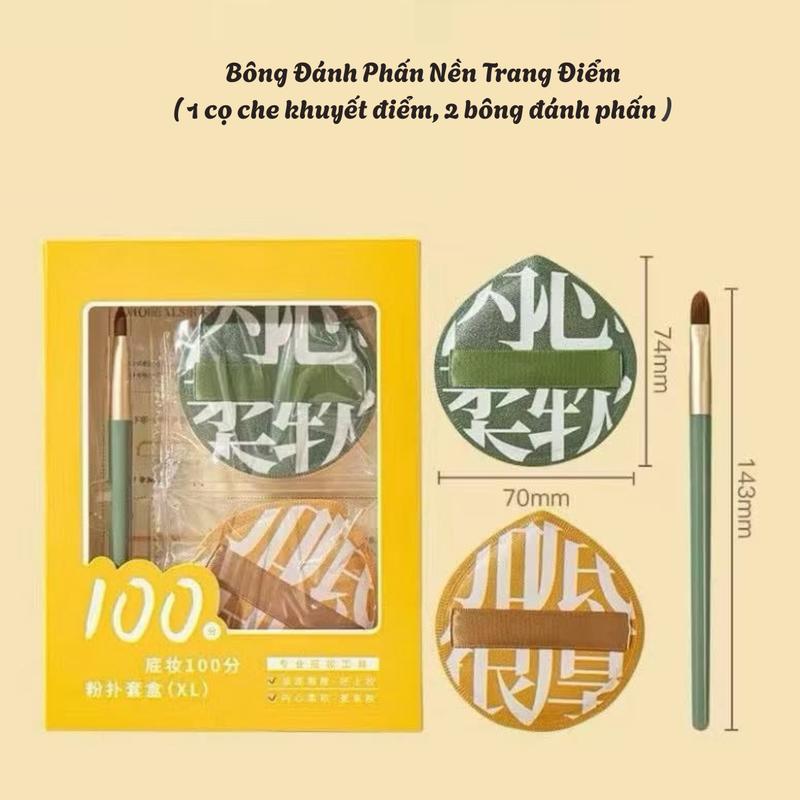  Bông Đánh Phấn Nền Trang Điểm   1 cọ che khuyết điểm 2 bông đánh phấn   
