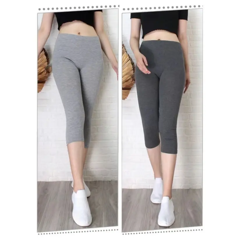 Celana Wanita Bahan Kaos Rayon Legging Pendek Tebal 3/4 Dewasa Lembut Nyaman