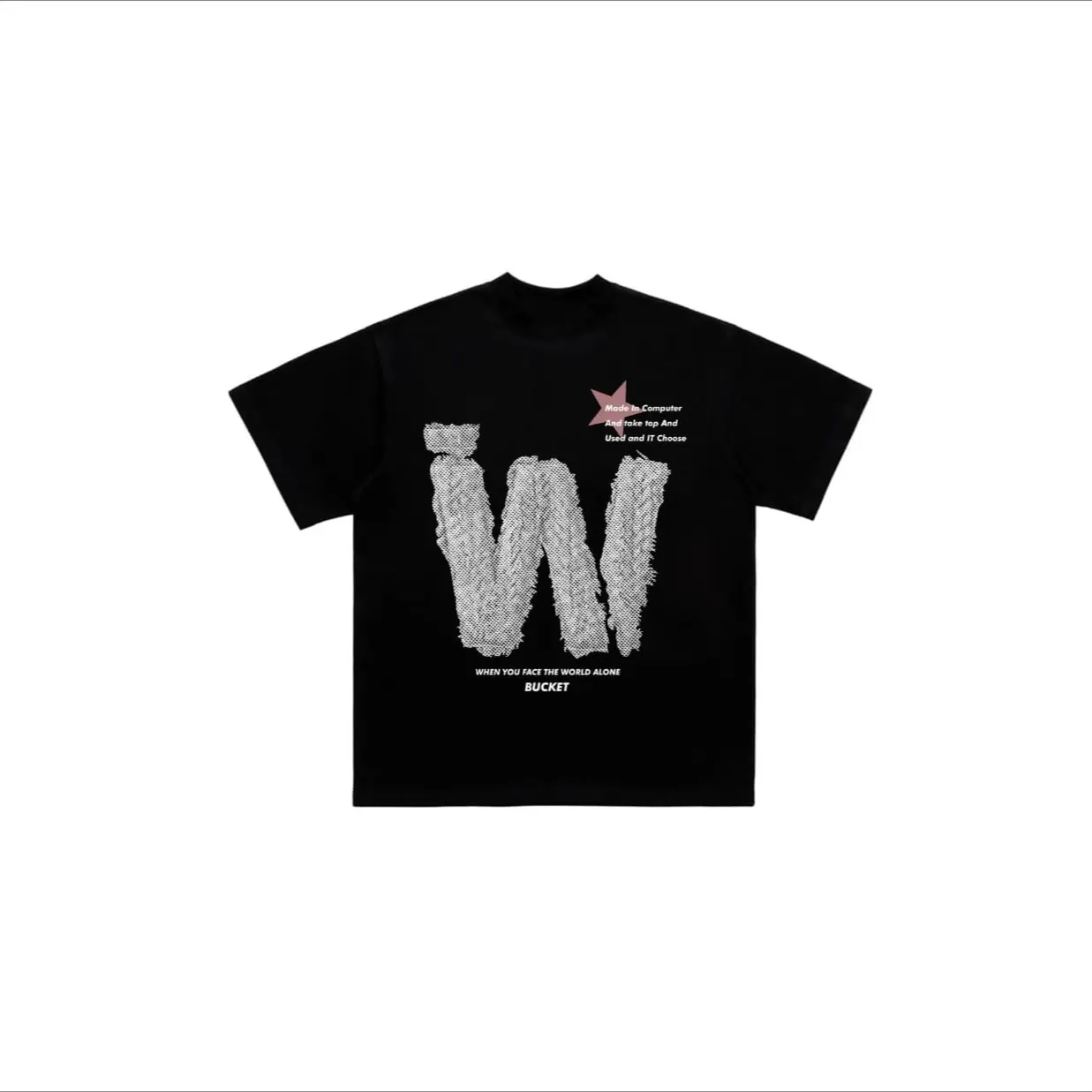 BUCKET Tshirt World Alone Black Baju Combed 30 S Kaos Pria Printing Sablon Distro Hitam Tulisan Printing Sablon Katun  Unik