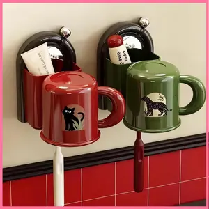 Magnetic Toothbrush Rack/Magnet Mouthwash Cup/ Rak Odol Multifungsi/Sikat Gigi Dan Cangkir Gigi Disimpan
