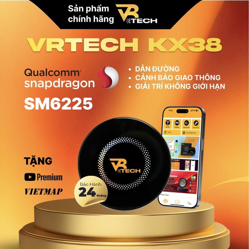  Bộ Android Box Chính Hãng VRTECH KX-38 Pro FLAGSHIP 2025 Qualcomm 6225 Android 13,Hỗ Trợ Cổng HDMI cho ô tô,Vietmap Live Định vị xe 